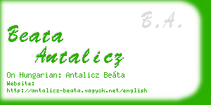 beata antalicz business card